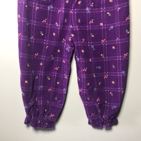 Vintage Corduroy Overalls Toddler 24 Months All Mine Purple Floral Bubble Jumper - Picture 5 of 12